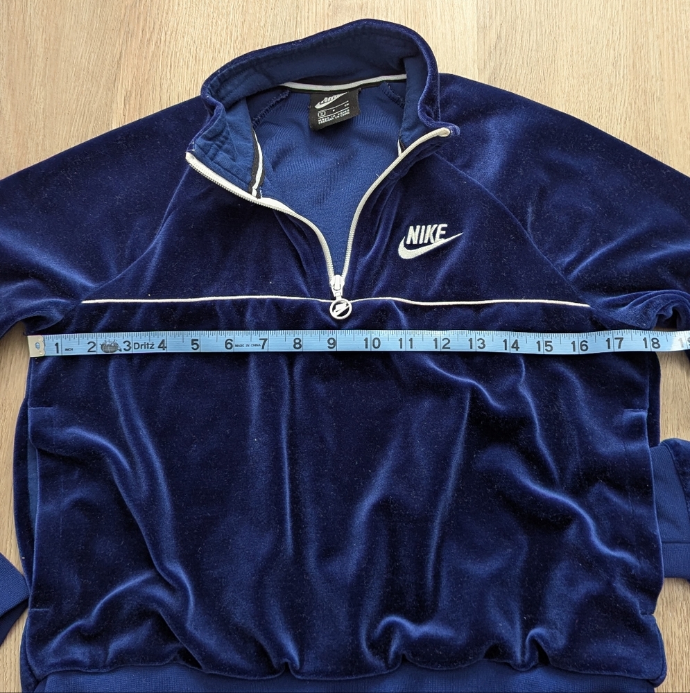 Nike Blue Velvet Half-Zip Long Sleeve Pullover, Size Small - Picture 3 of 5